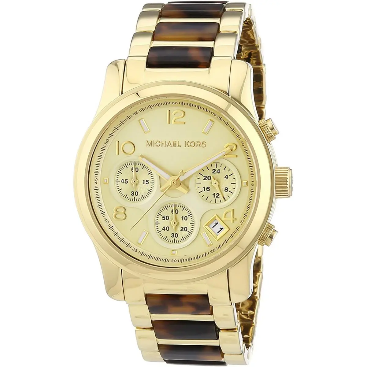 Michael Kors Gold Tone+brown Tortoise Multi Dial Bracelet Watch MK5659