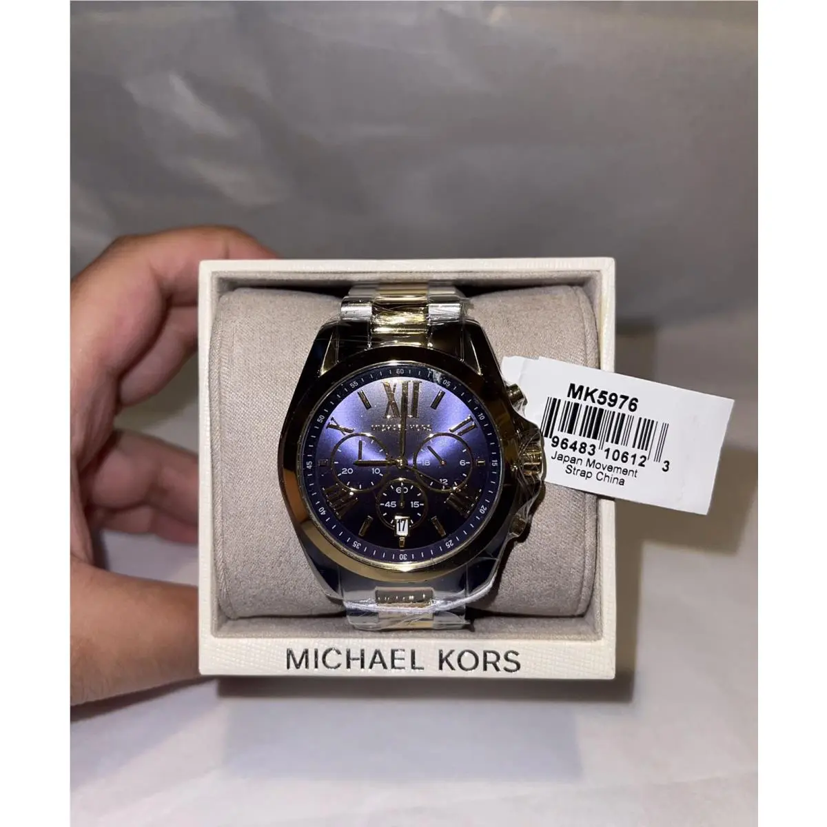 Michael Kors MK5976 Bradshaw Chronograph Blue Dial Watch Gift Box