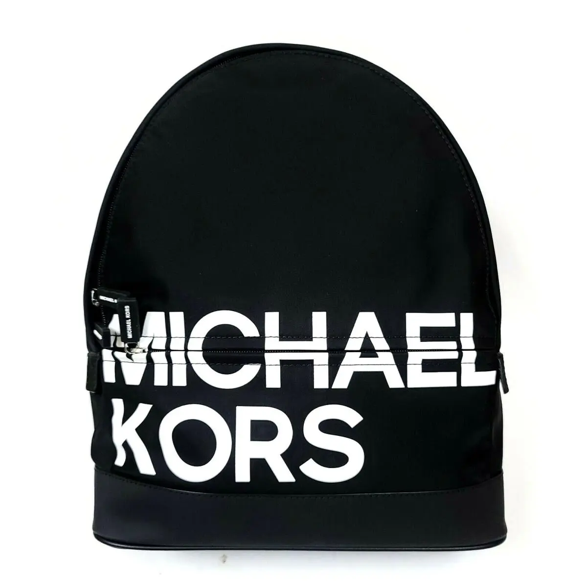Michael Kors Sport Black Reflective Sheen Nylon Top Zip LG Backpack Bag