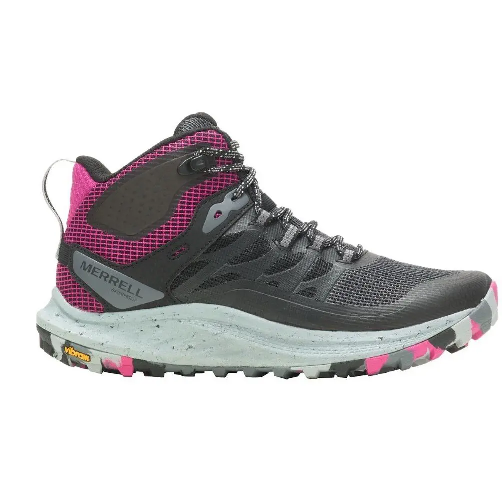 Merrell Women`s Antora 3 Mid WP Style J067582 Color Black/fuchsia Size 7M