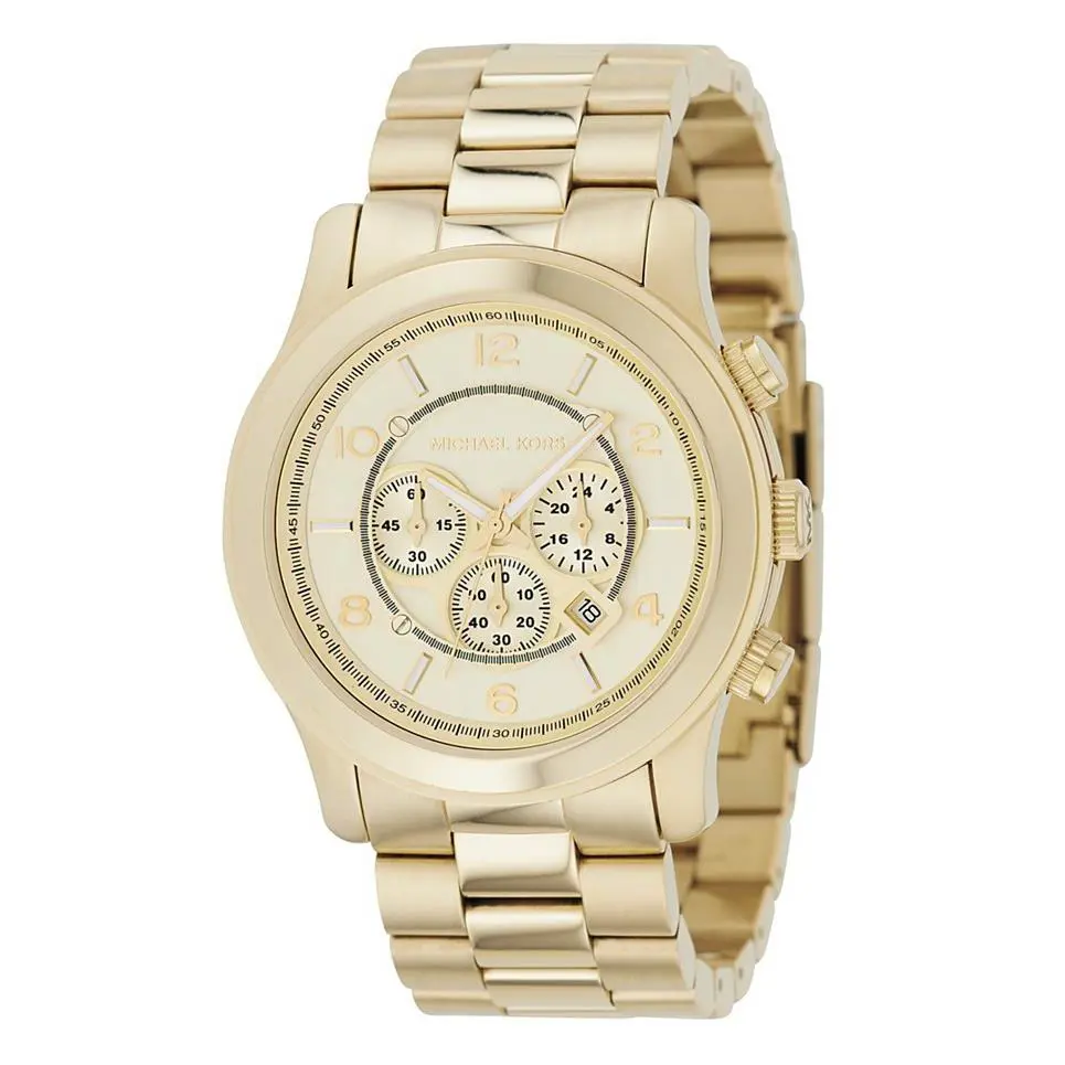Michael Kors Gold Tone Oversize Runway Chronograph Watch MK8077