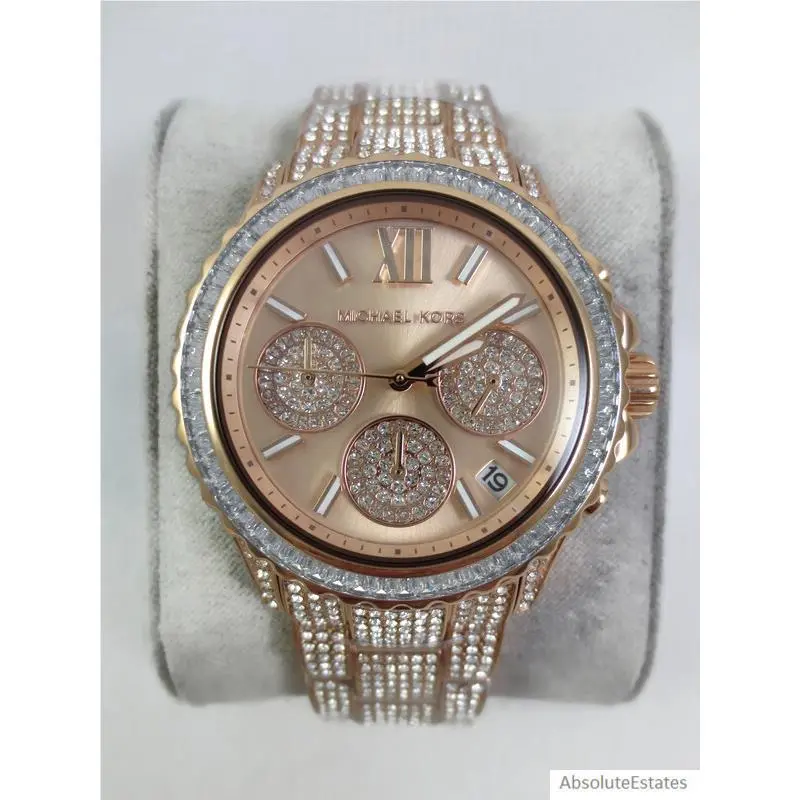 Everest Crystal Rose Gold Pave Chronograph Watch MK7235 by Michael Kors