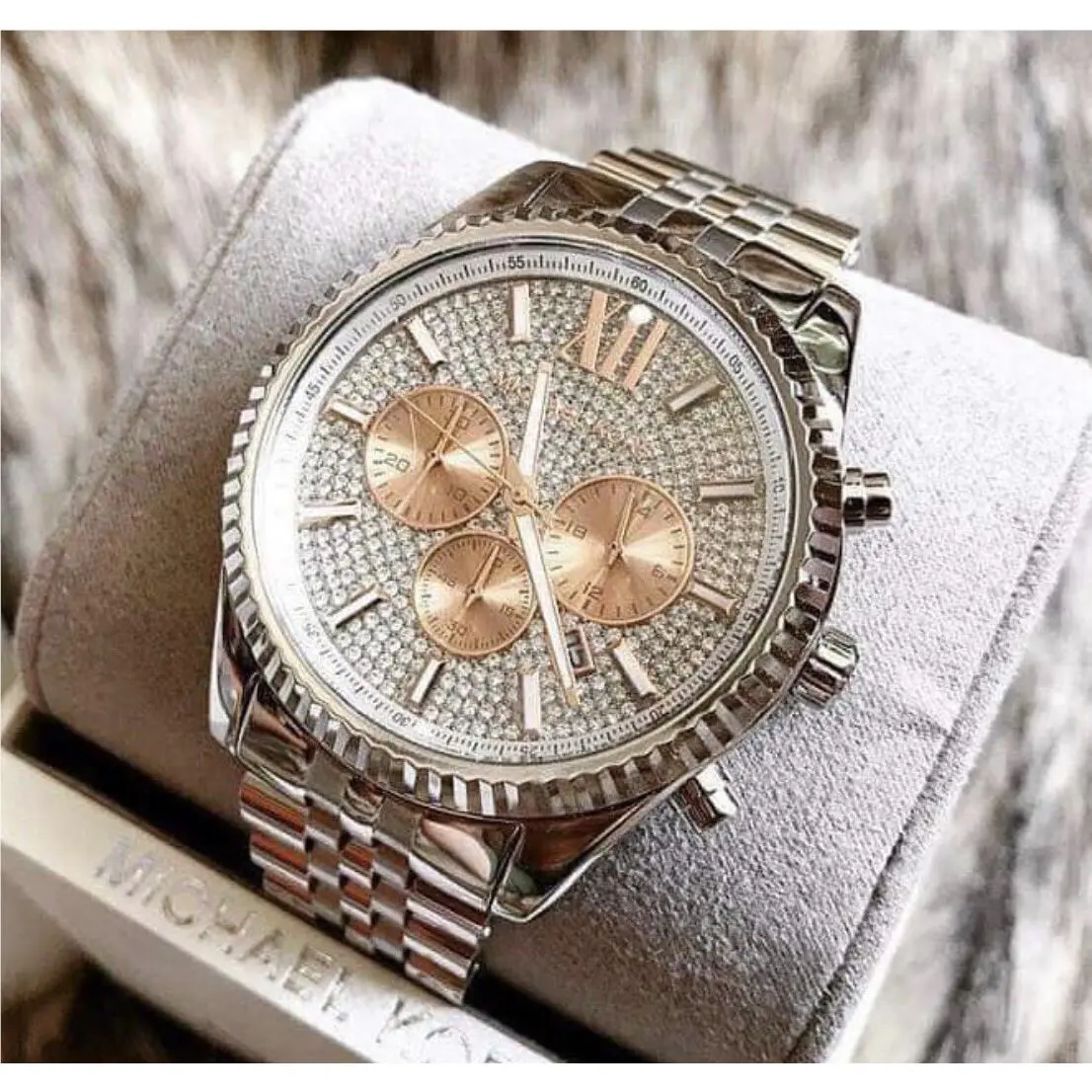 Michael Kors MK8515 Lexington Silver Crystal Dial Chronograph Ladies Wrist Watch