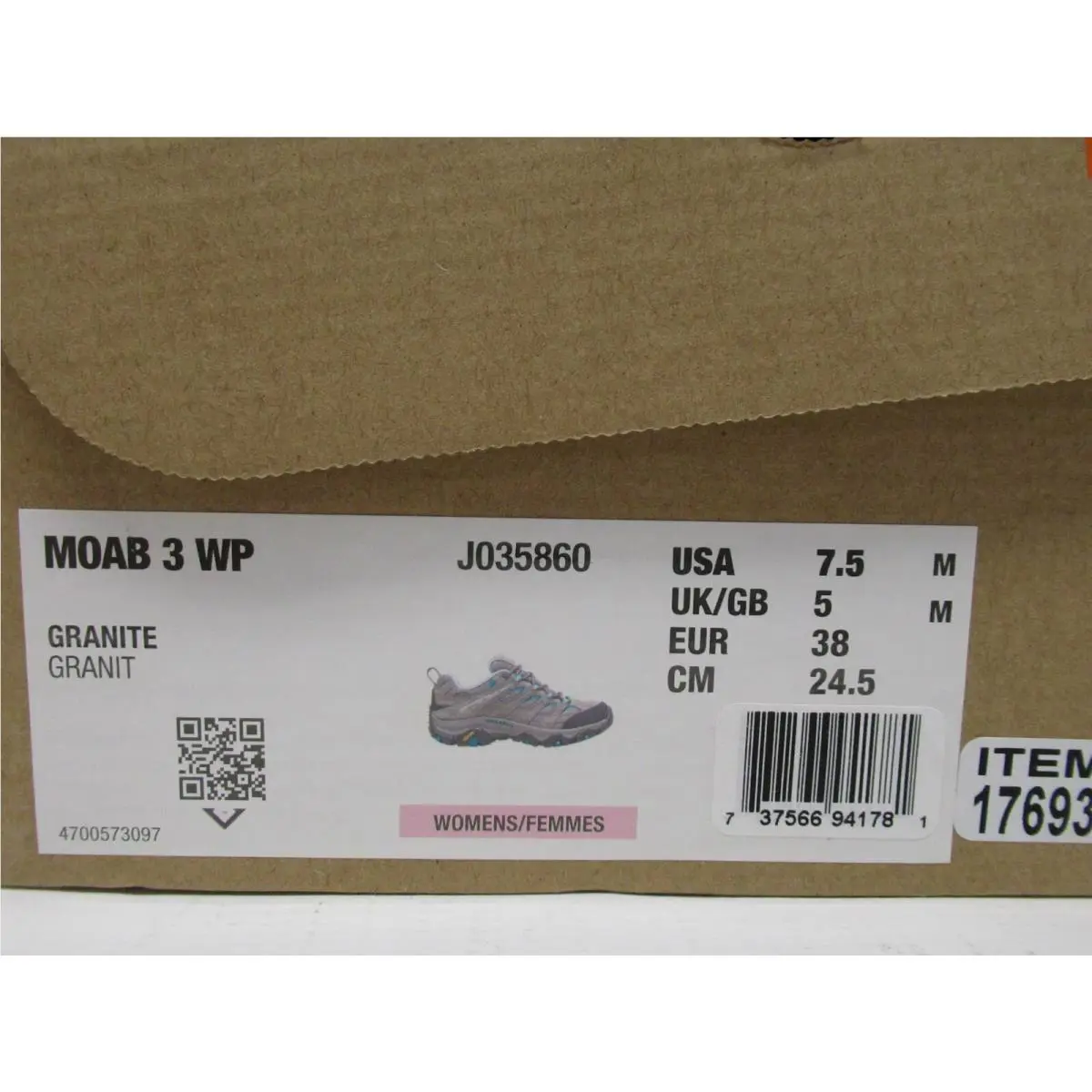 Merrell shoes - Moab 3 WP - Moab - J035860 - Granite (UPC: 737566941781) 3