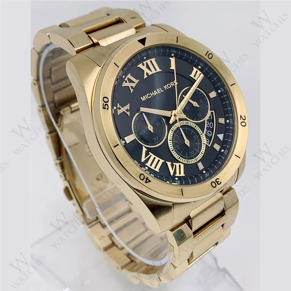 MK8481 Brecken Black Dial Stainless Steel Gold Tone Men`s Watch by Michael Kors