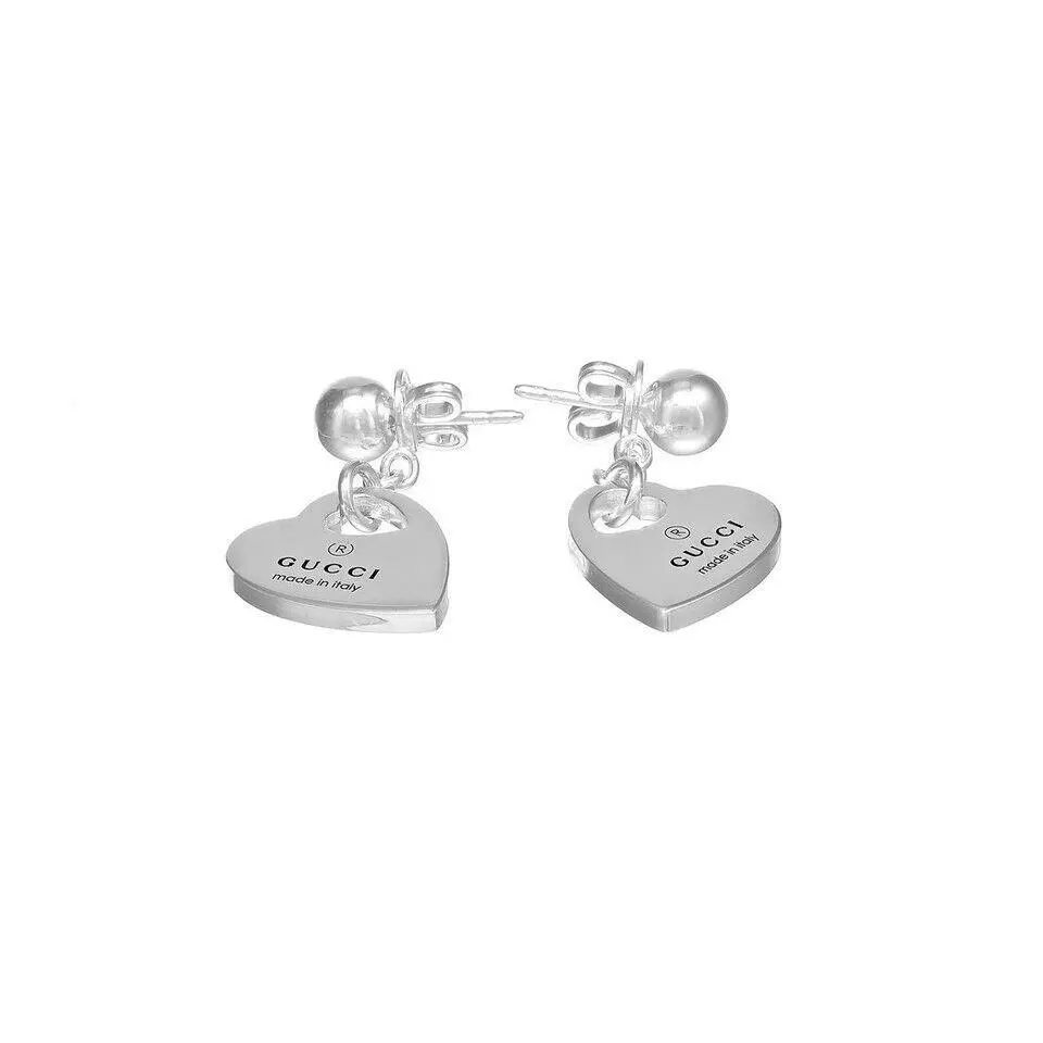Trademark Sterling Silver Dangling Heart Earrings YBD796312001 by Gucci