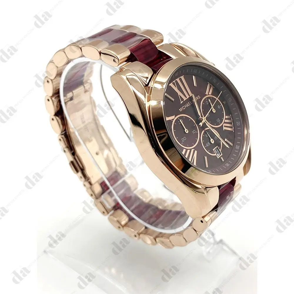 MK6270 Bradshaw Rose Gold Red Chronograph Women`s Watch 43mm Case by Michael Kors