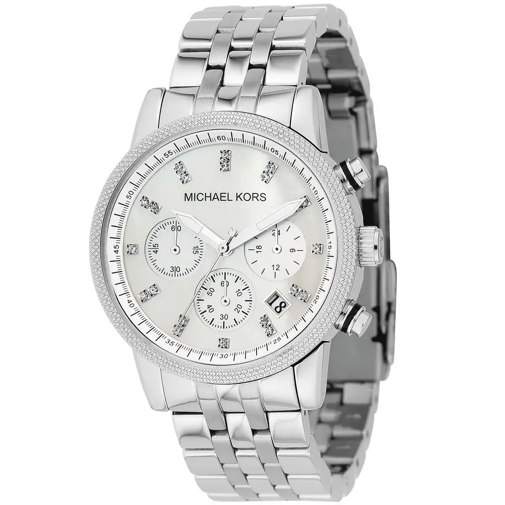 Michael Kors Women`s Classic Chronograph Mother of Pearl Dial Watch - MK5020