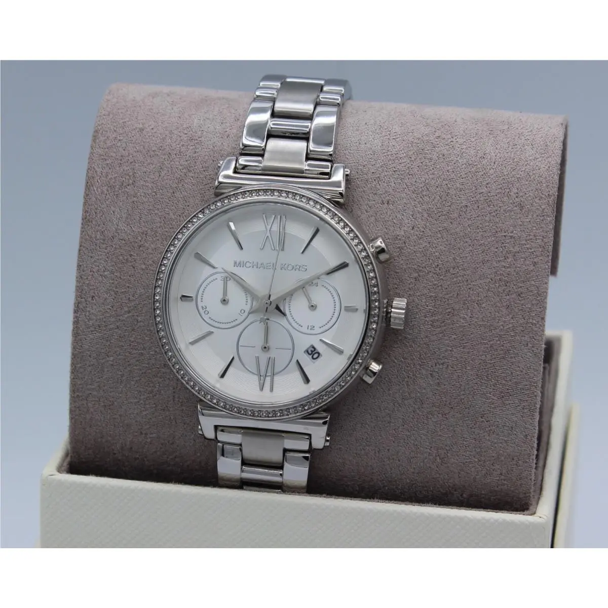 Michael Kors Sofie Crystals Silver Chronograph Womens MK6575 Watch