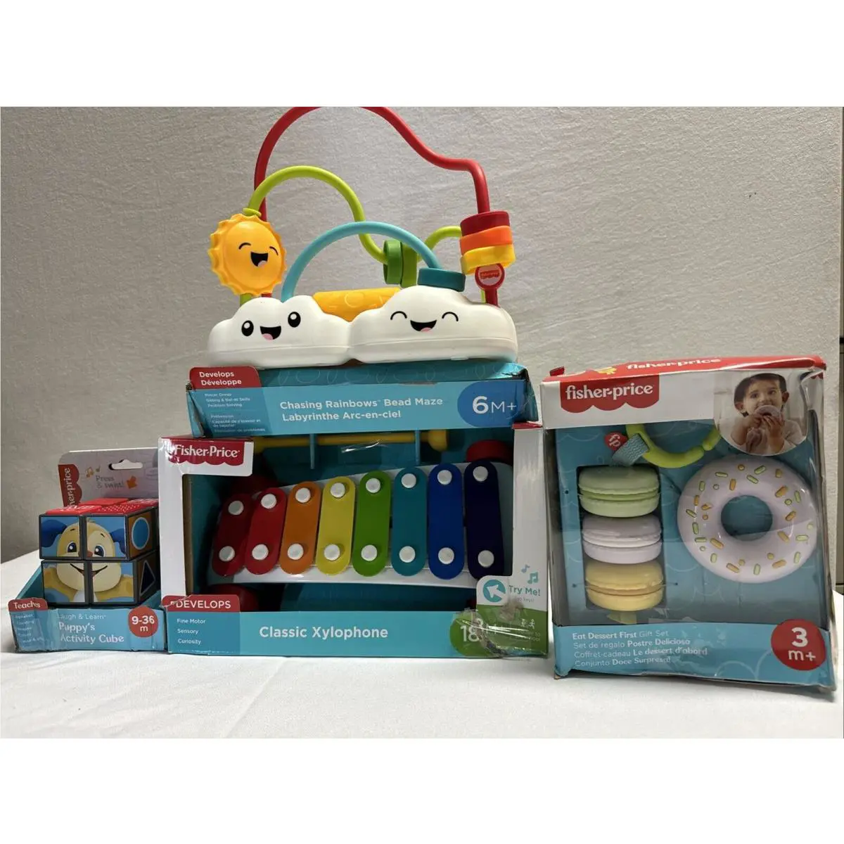 Fisher-price CMY09 Classic Xylophone-puppy Activity Cube-lot Distress Box