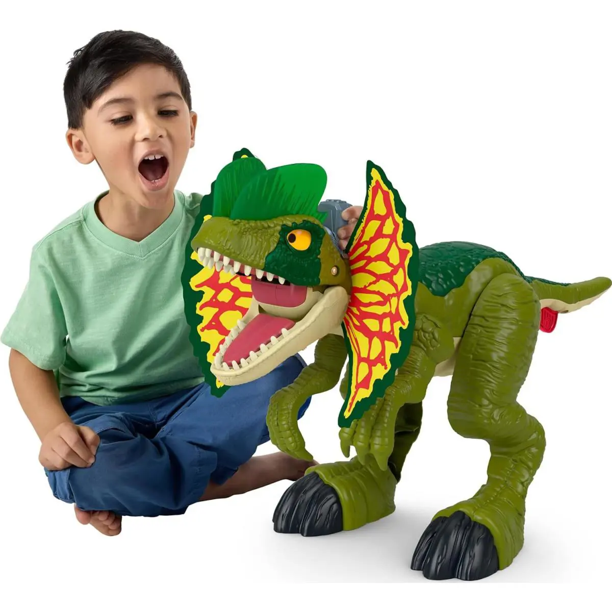 Imaginext Jurassic World Thrash Attack Dilophosaurus Dinosaur Toy