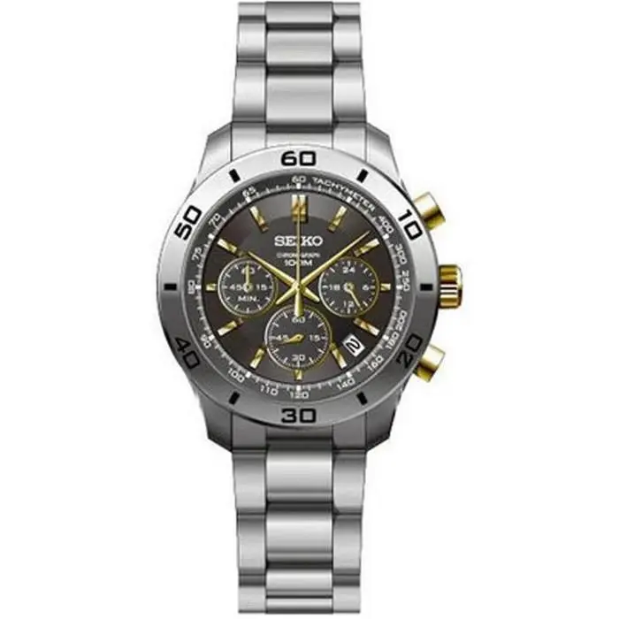 Chronograph Gray Dial Quartz Stainless Steel Men’s Watch SSB057 by Seiko