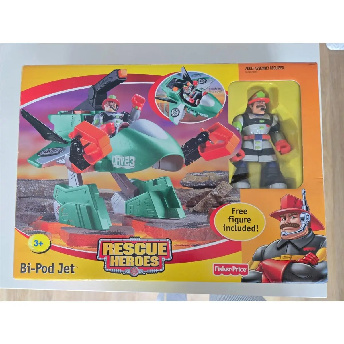 Vintage Fisher Price Rescue Heroes Bi-pod Jet with Figure C1349 Mint Box