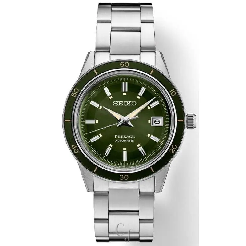 Seiko Presage Dark Green Dial SRPG07 - Dial: Green, Band: Silver, Bezel: Black