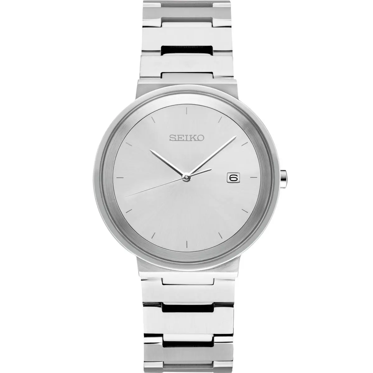 Seiko Men`s Essentials Collection Stainless Steel Watch SUR483 - Band: Silver