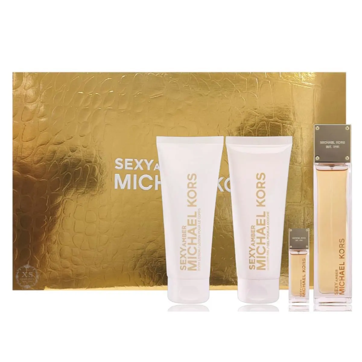 Michael Kors Sexy Amber 4 Pc`s Set Eau De Parfum 3.3/Mini/BL/SG f/ Women