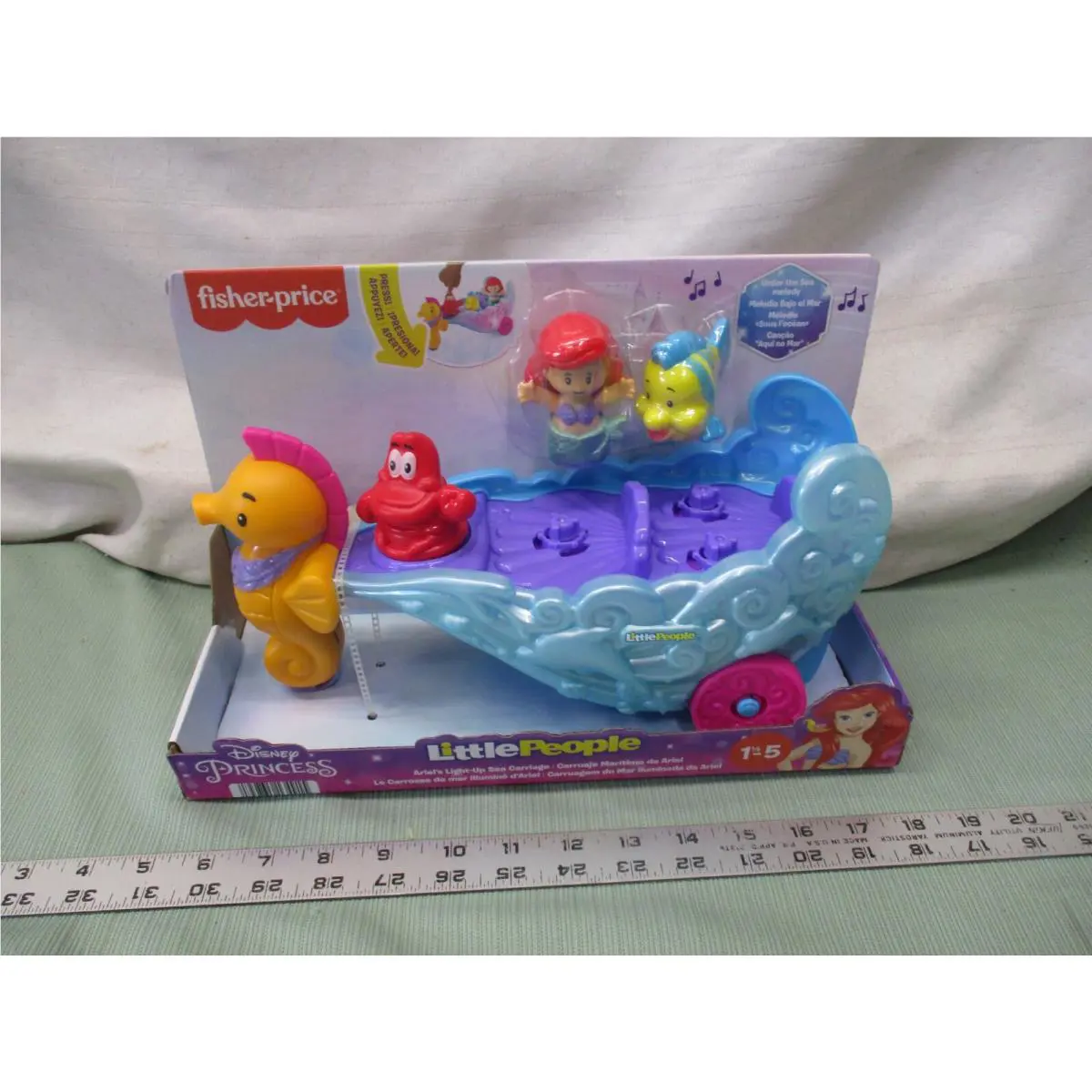 Fisher Price Little People Disney Princess Ariel Sea Carriage Flounder Sebastian
