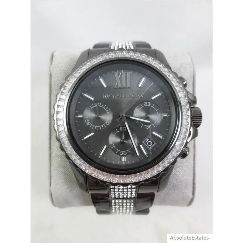 MK6974 Clear Crystal Everest Stainless Steel Gray Ladies Watch by Michael Kors