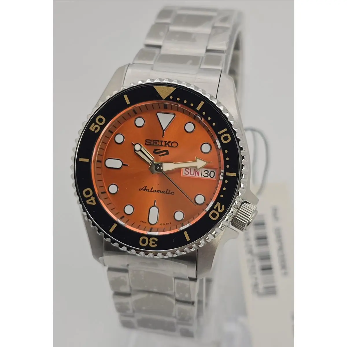 Seiko 5 Sports SRPK35K1 Automatic Orange Dial Men`s Watch- Size 38 mm
