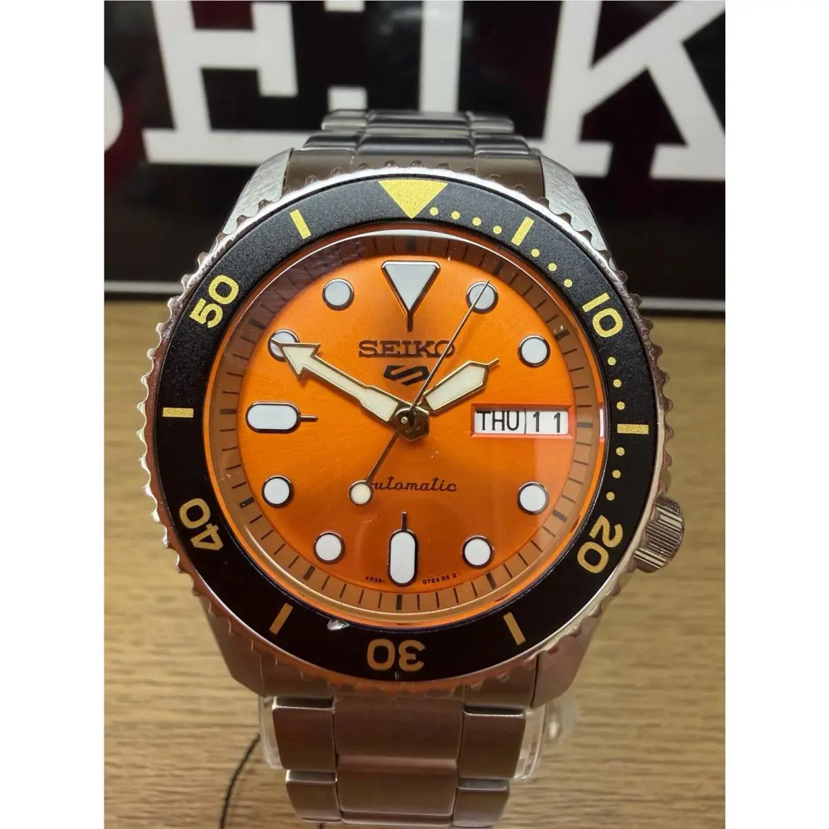 Seiko 5 Sports SRPK35K1 Automatic 38mm Orange Dial Box US