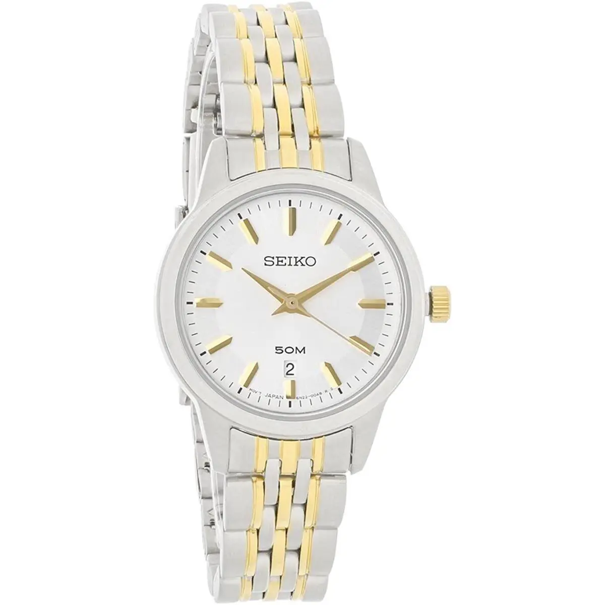 Seiko Women Watch SUR893 Two-tone Gold Stainless Steel Japanese Quartz Wristwatc