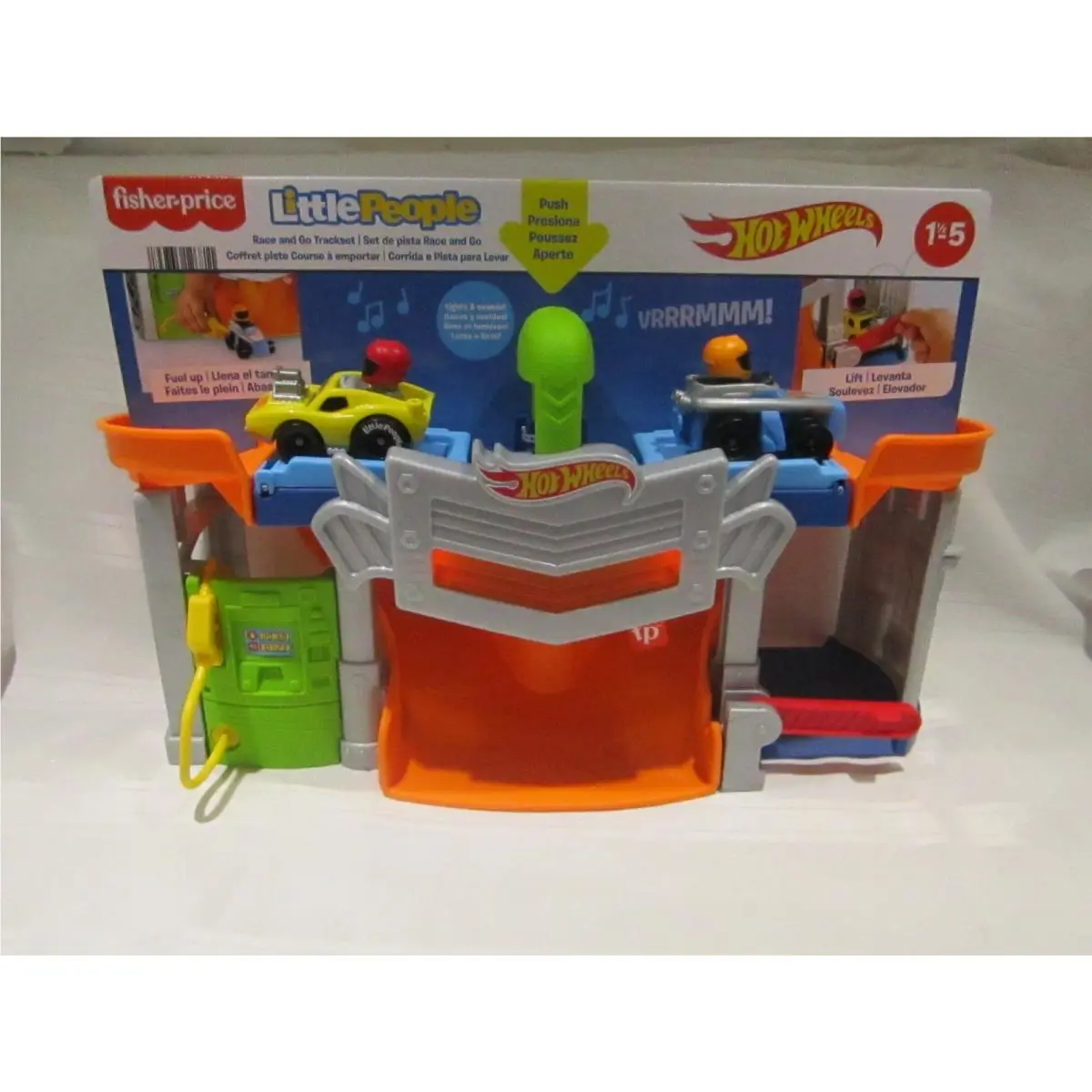 Little People Hot Wheels Toy Race and Go Track Set with Lights Sounds Trackset