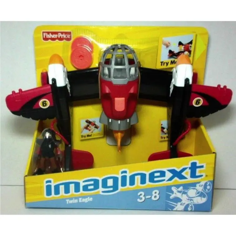 Fisher-price Imaginext Twin Eagle Airplane Ages 3-8 Launches Flares