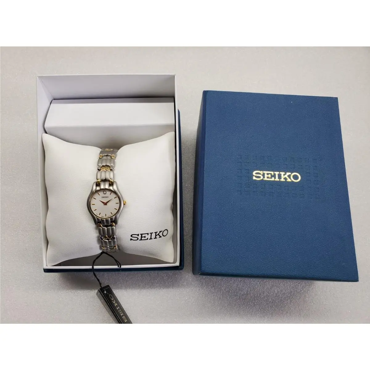 Silver Dial 1 Diamond Two-tone Stainless Steel Women`s Watch SUJ053 by Seiko