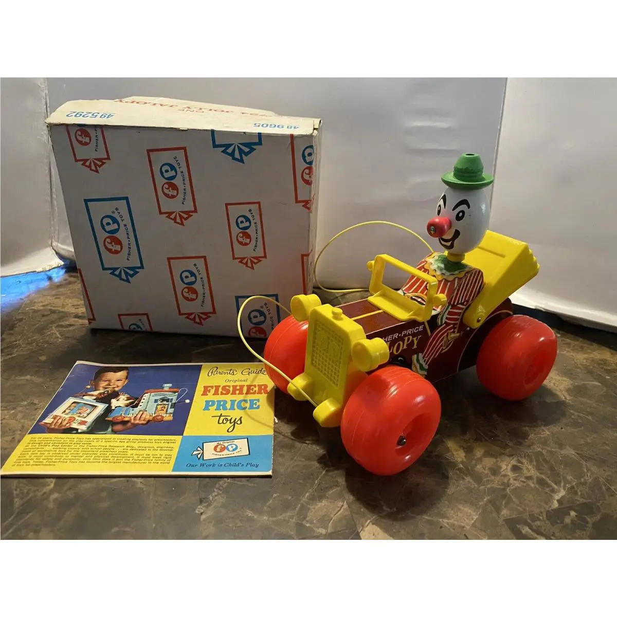 1965 Fisher Price Jolly Jalopy 724 Mint Mcm Toys Clown