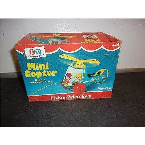 Vintage 1970 Fisher-price Toys Mini Copter Pull Toy