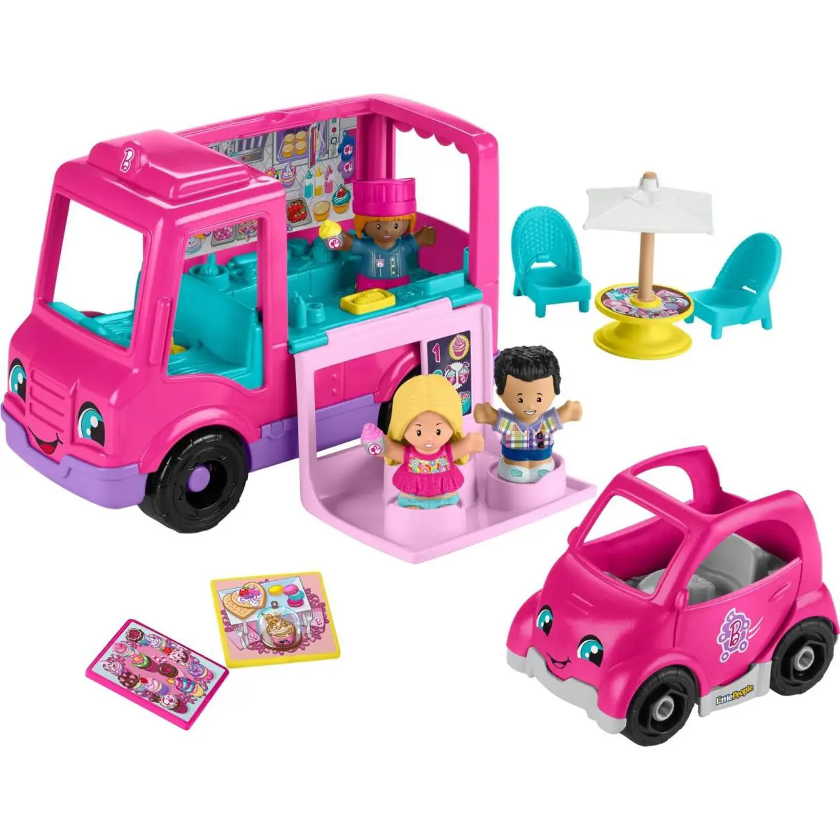 Fisher-price Little People Barbie Toddler Toy Cupcake Truck Musical Playset