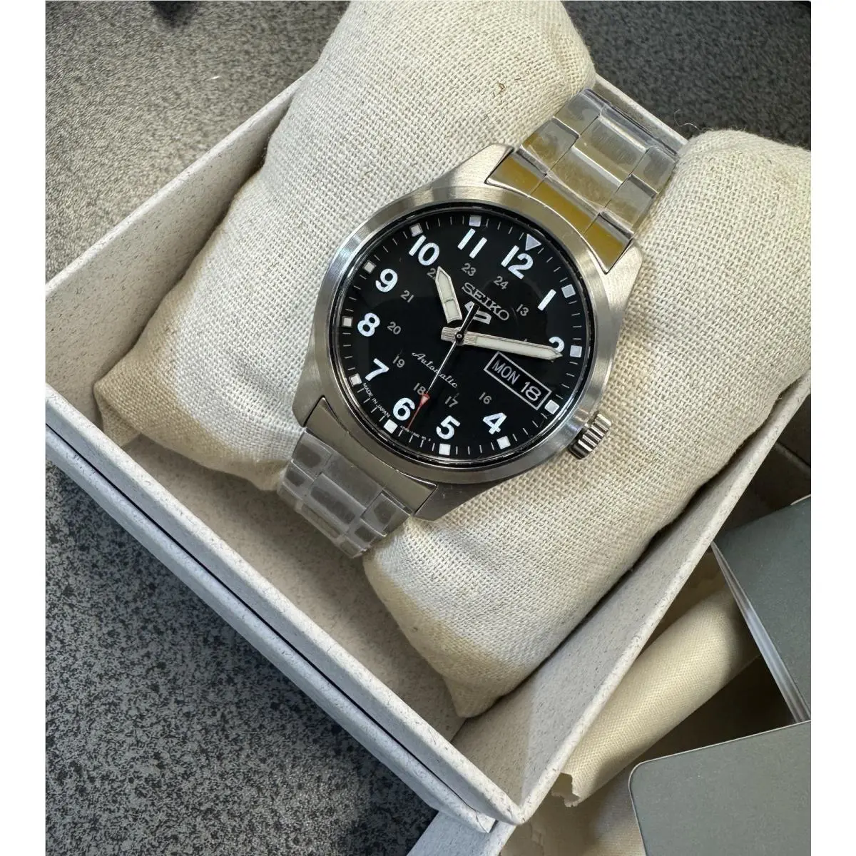 Seiko 5 Sport Automatic Black Dial Mid-size Steel Watch SRPJ81 Made in Japan