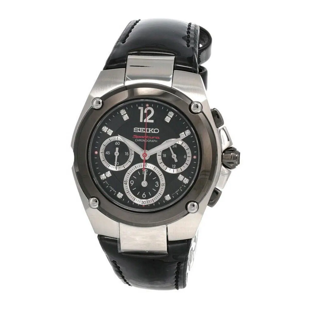 Seiko Sportura Black Dial Lthr Strap Men`s Watch SRW899 - Dial: Black, Band: Black, Bezel: Black