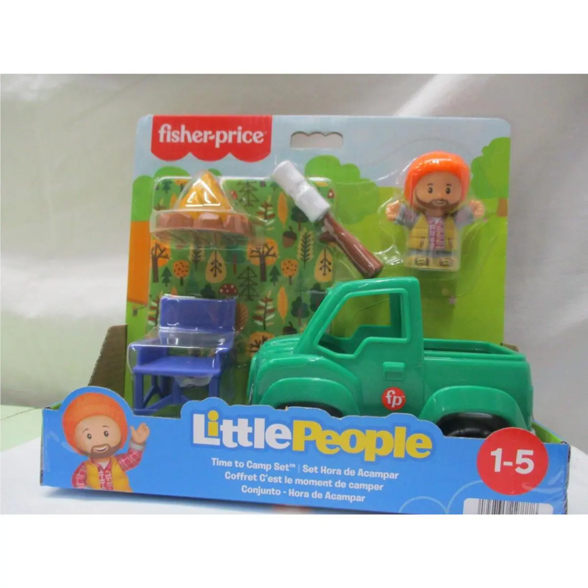Fisher Price Little People Time To Camp Set Camper Dude S`mores Green Truck Toy