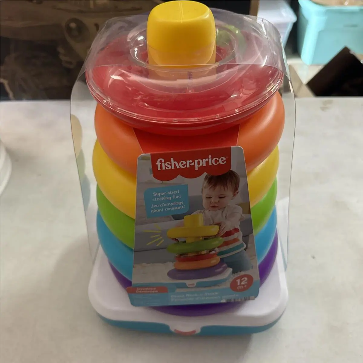 Fisher-price Giant Rock-a-stack Multi Colors Stacking Rainbow Rings 14 Toy