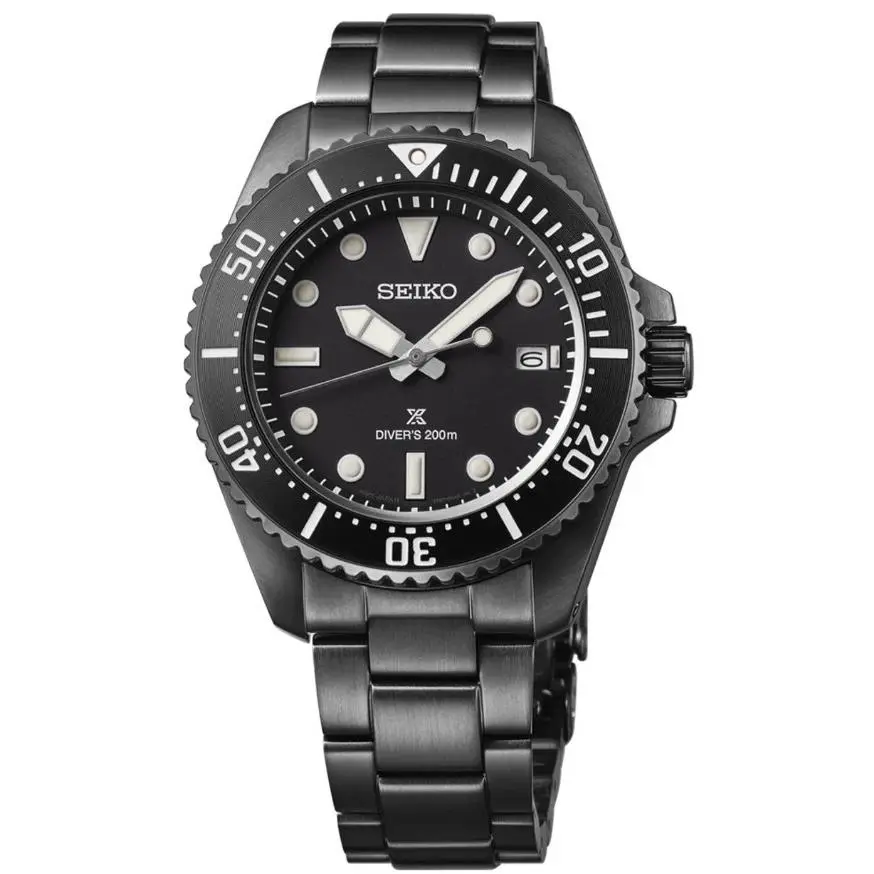 Seiko Prospex Diver’s Black Dial Solar Stainless Steel Men’s Watch SNE599