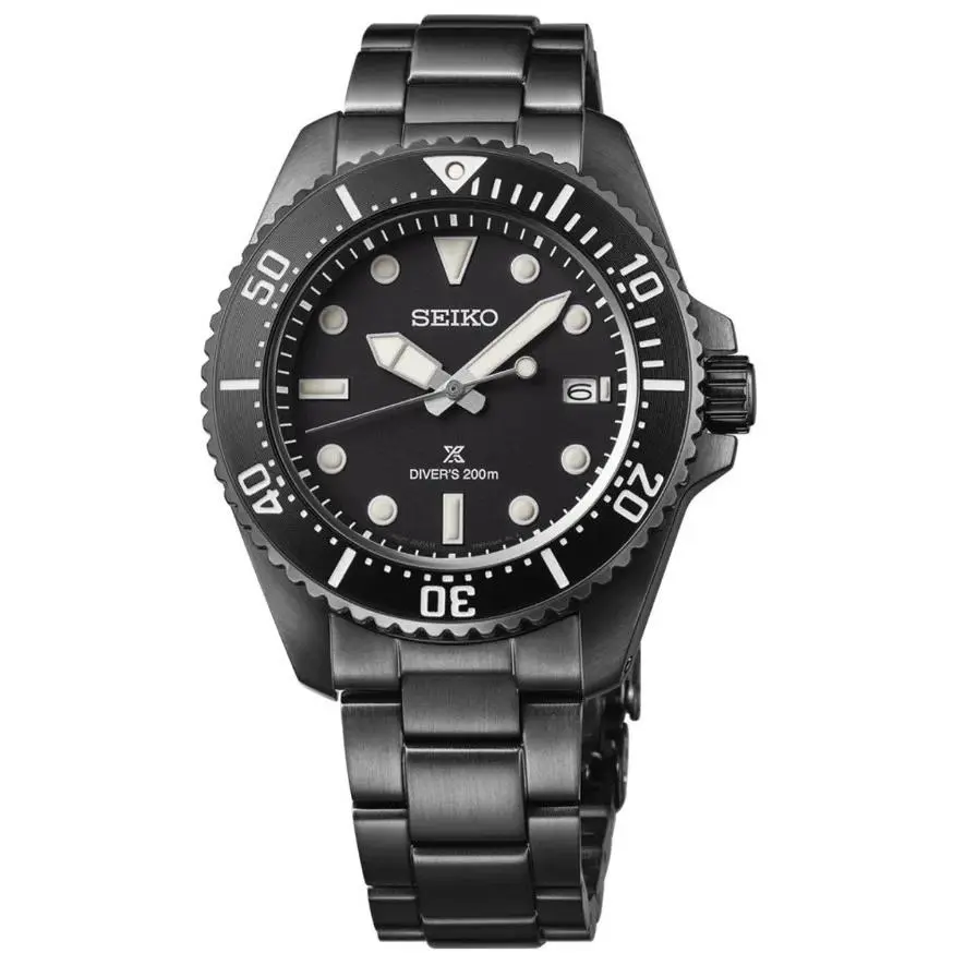 Seiko Prospex Diver’s Black Dial Solar Stainless Steel Men’s Watch SNE599