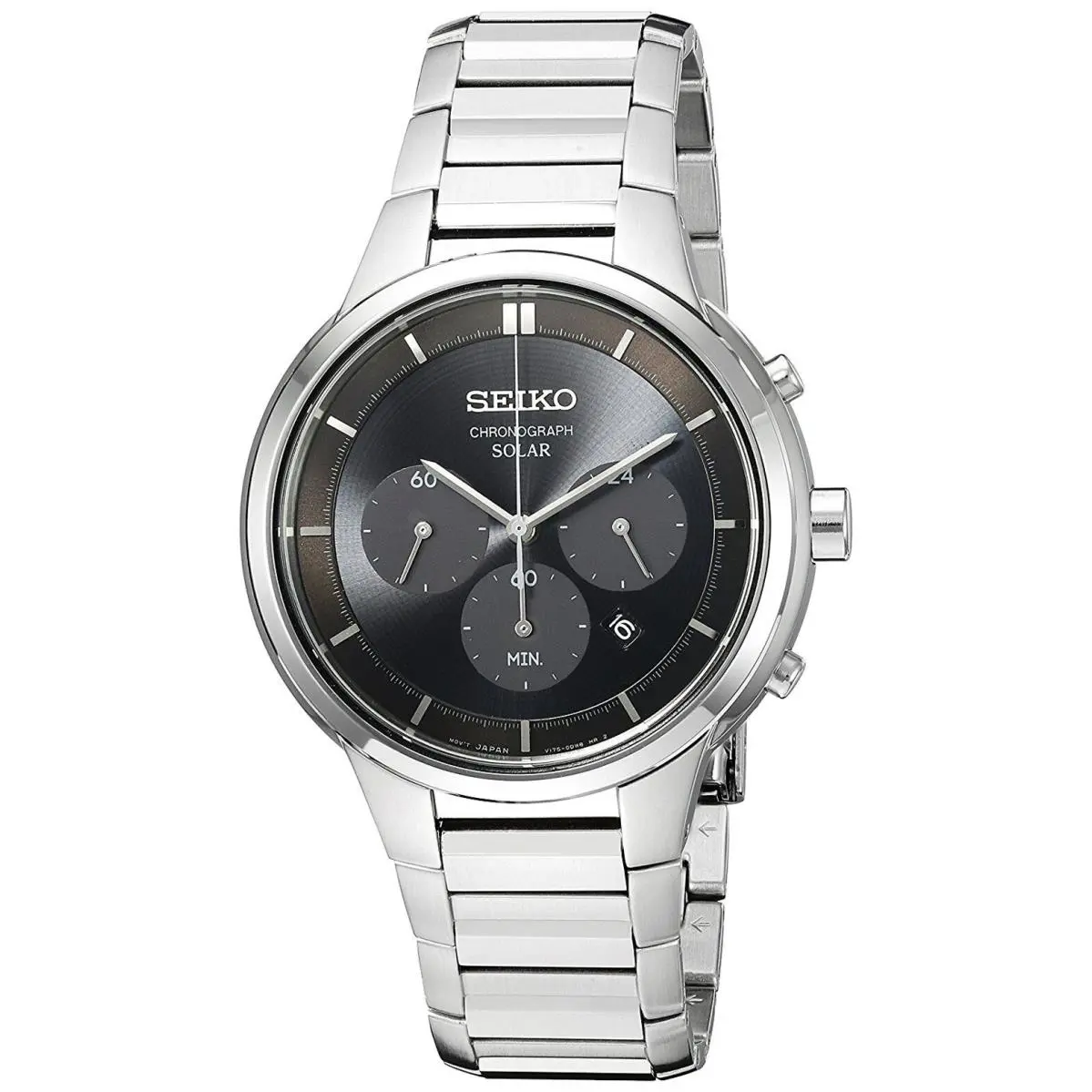 Seiko SSC439 Core Black Dial Stainless Steel Chronograph Men`s Watch