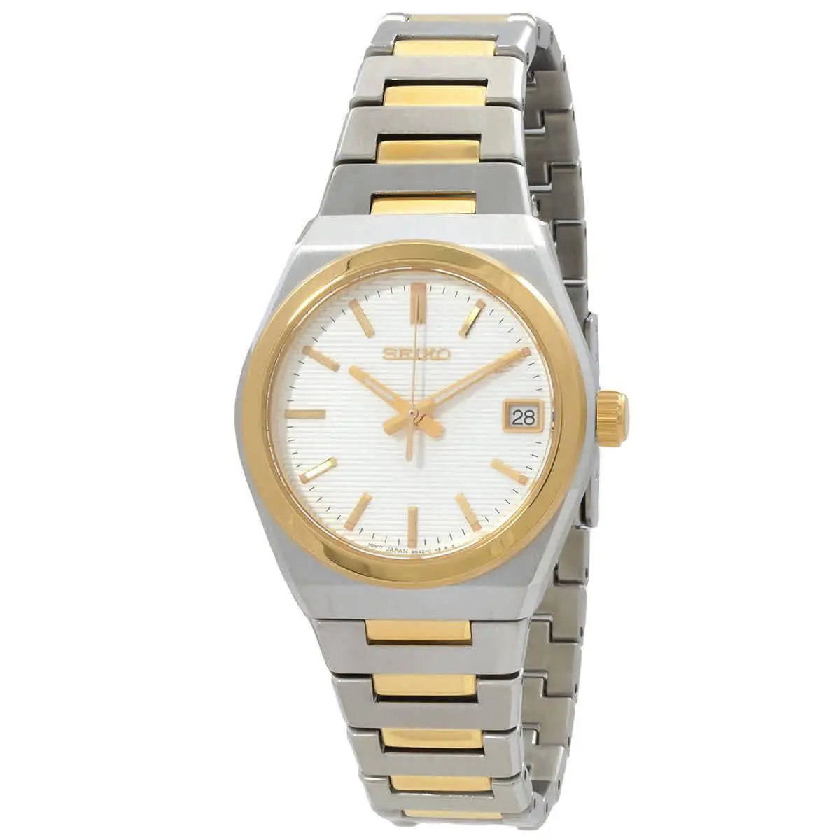 Seiko Essentials Quartz White Dial Ladies Watch SUR578P1 - White, Dial: White, Band: Two-tone (Silver-tone and Gold-tone)
