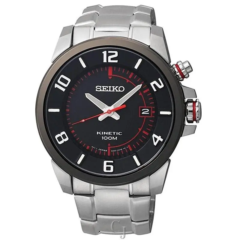 Seiko Kinetic Stainless Steel Black Dial Men’s Watch SKA553