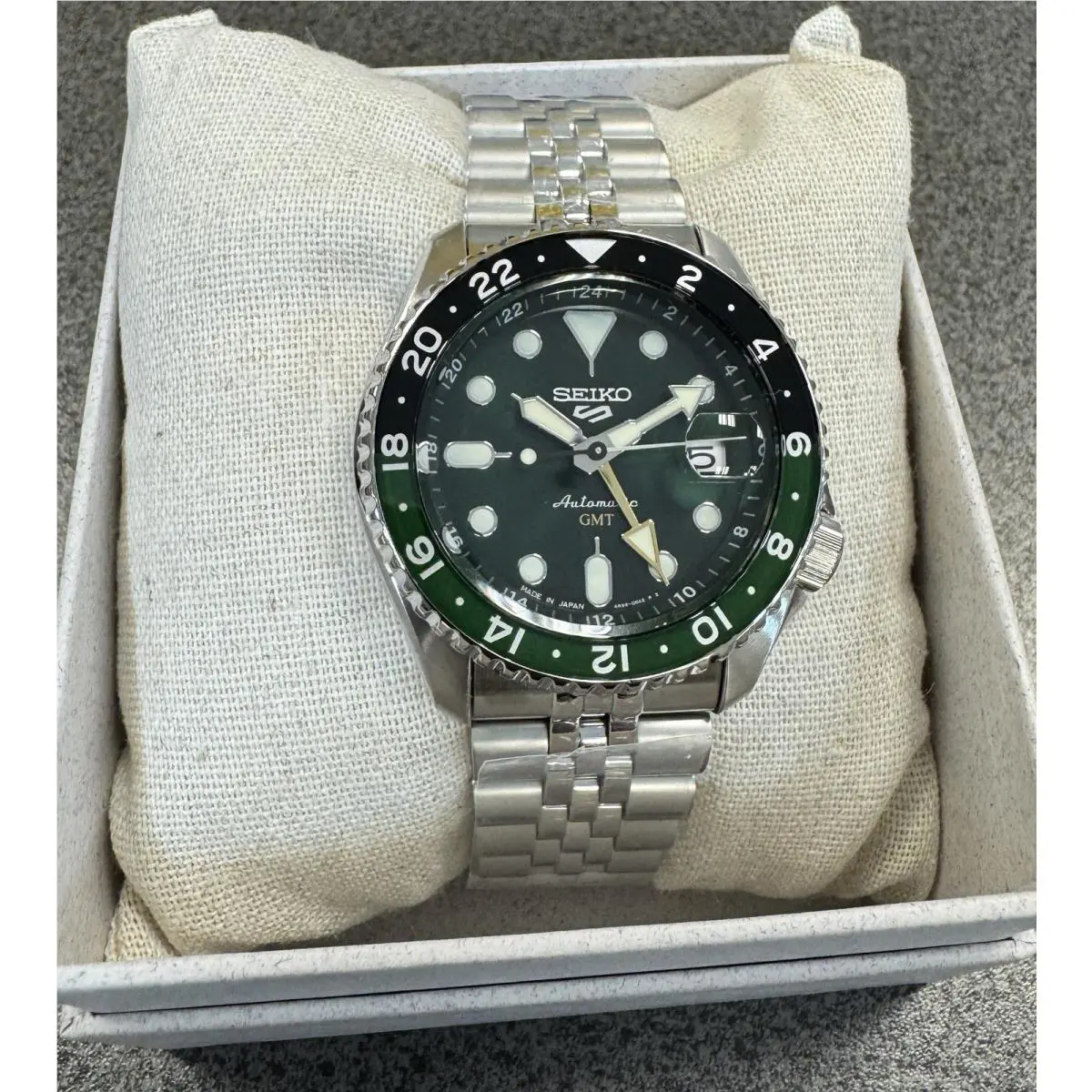 Seiko 5 Sports Automatic Gmt Steel Band Green Dial Watch SSK035 Japan Made