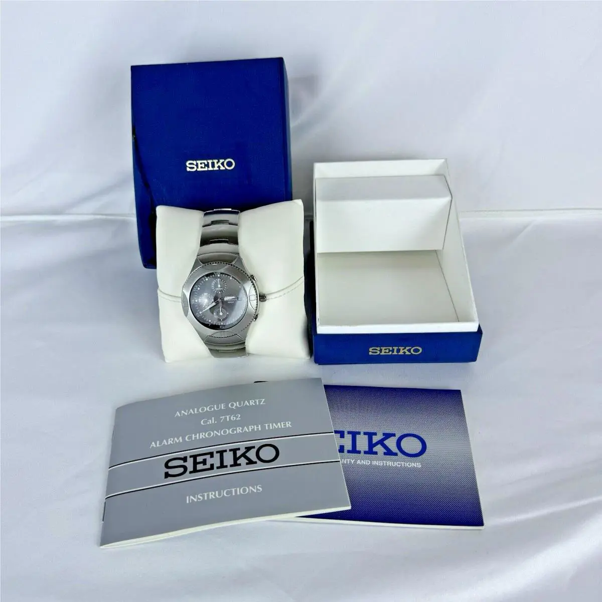 Mens Seiko Alarm Chronograph 7T62-0EE0 Watch Quartz Working Needs Battery
