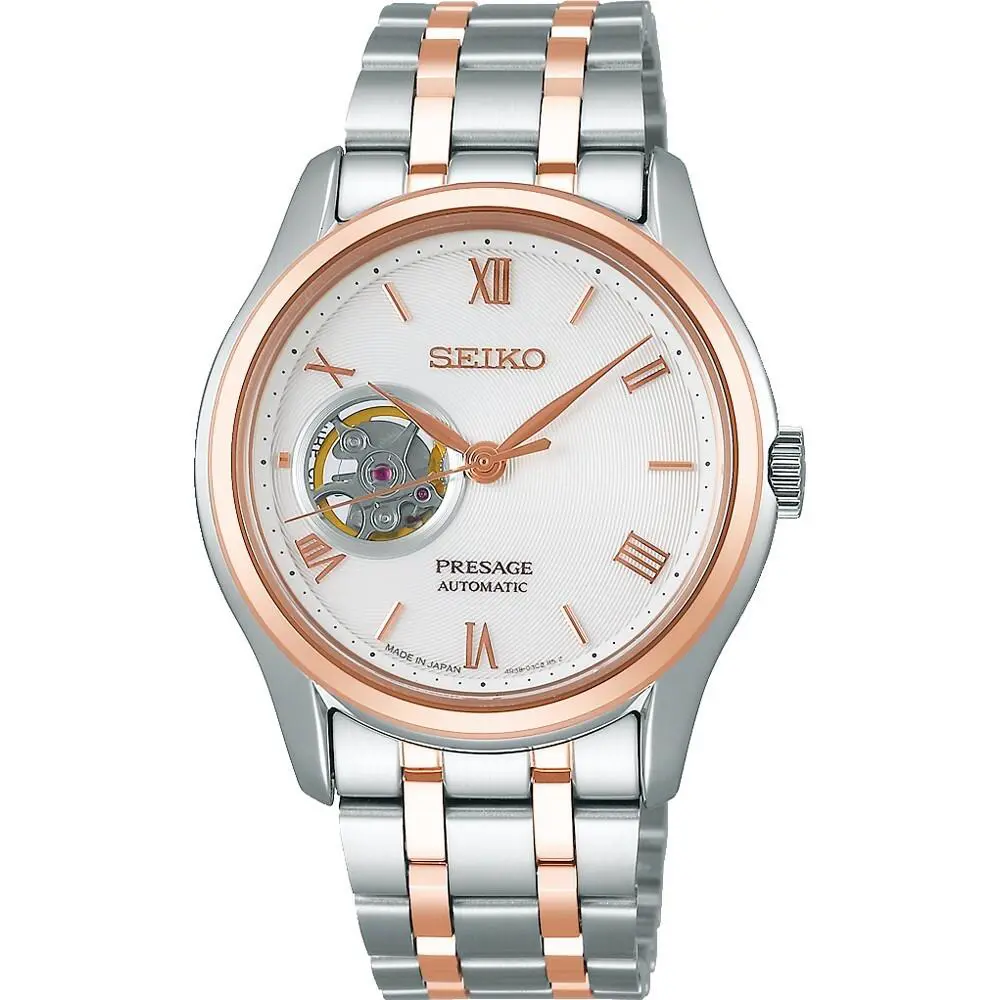 Seiko SSA412J1 Men Presage Automatic Stainless Sapphire Two Tone WR SSA412