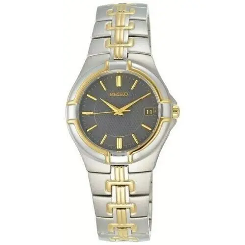 Seiko SGEC68 Men`s Grey Dial Date Two-tone Stainless Steel Watch
