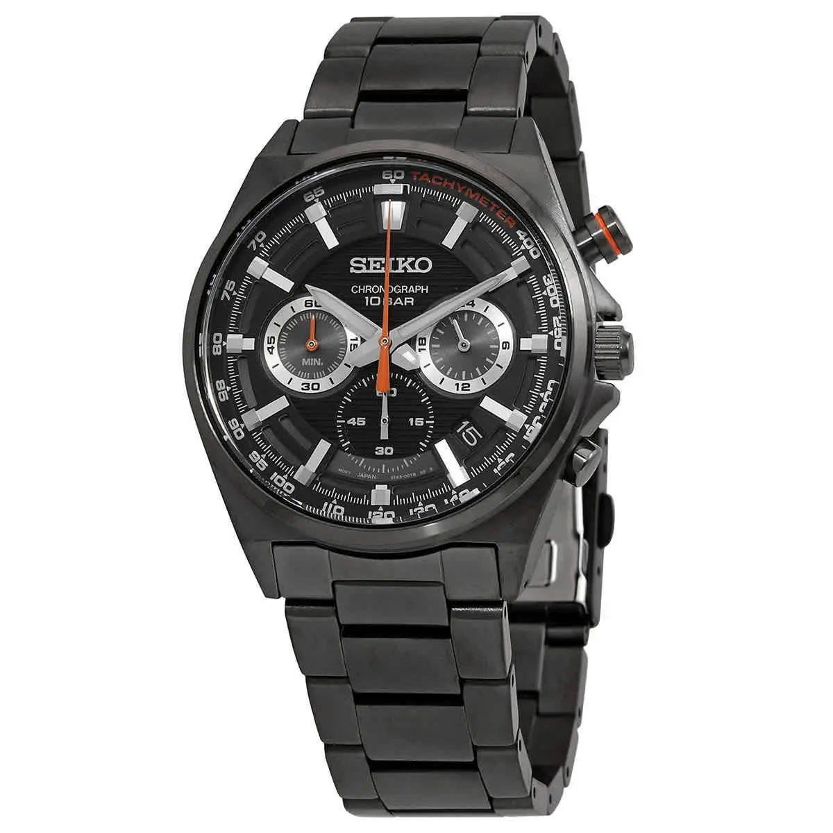 Seiko Essentials Chronograph Quartz Black Dial Men`s Watch SSB399P1 - Dial: Black, Band: Black, Bezel: Black