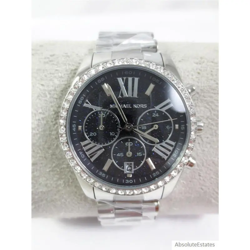 Michael Kors Lexington Silver Dark Blue Unisex Watch MK7277 + Box