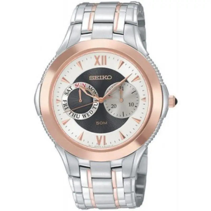 Multi-function White Dial Two-tone Stainless Steel Men`s Watch SGN018 by Seiko