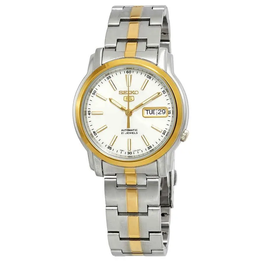 Series 5 Automatic White Dial Two-tone Men`s Watch SNKL84 by Seiko