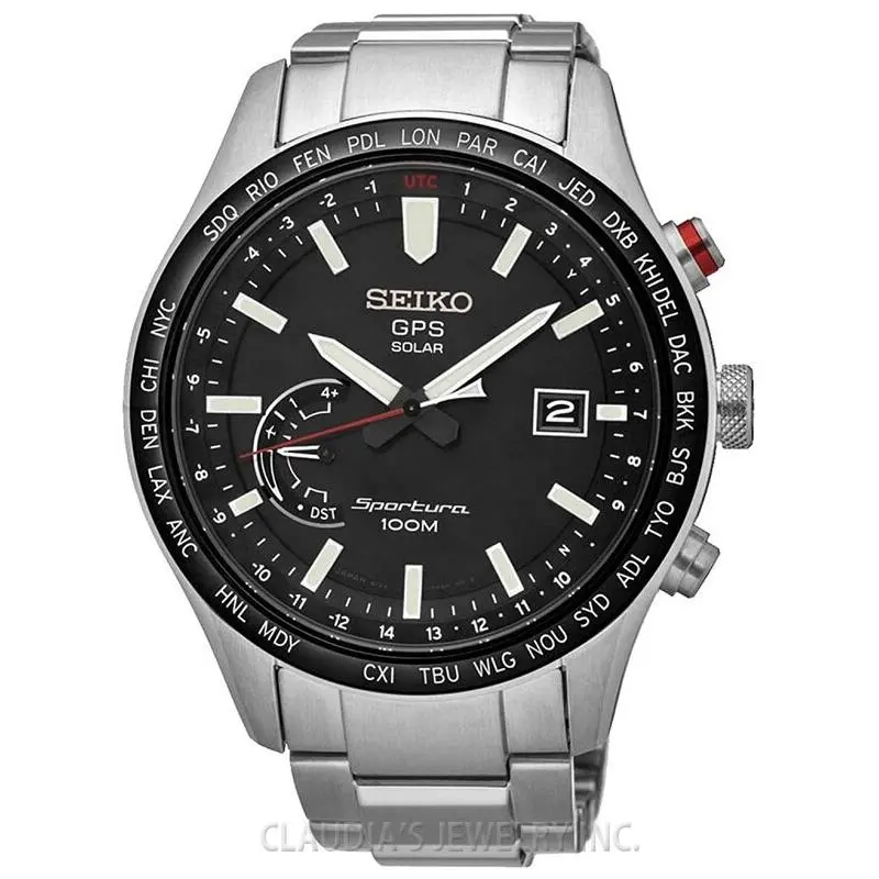 Sportura Gps Solar World Time Black Dial Men’s Watch SSF003 by Seiko