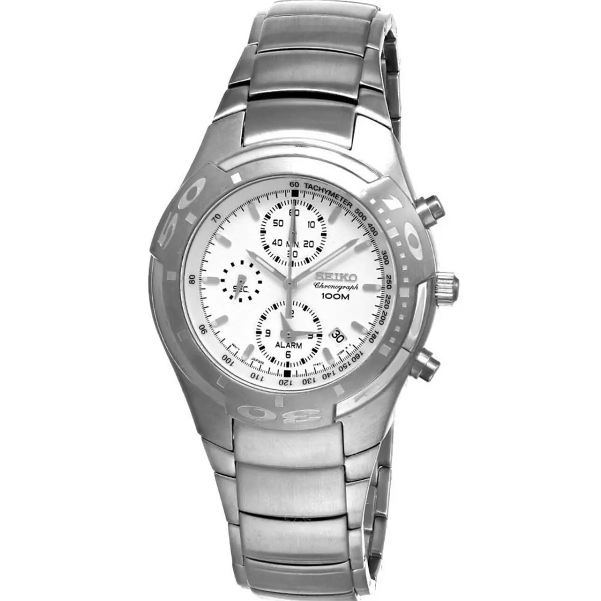 Seiko Alarm Chronograph Tachymeter 42MM Men`s Watch SNA163
